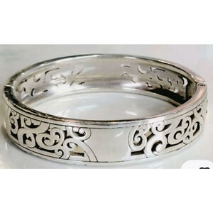 Brighton Bracelet Silvertone Mingle Hinged Bangle Cuff Casual Bohemian